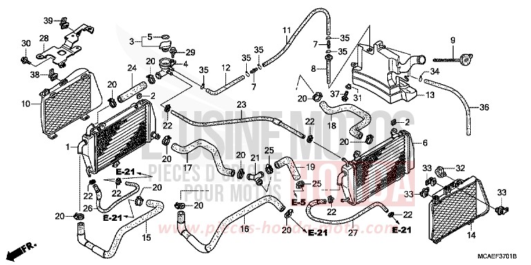 RADIATEUR (GL1800C/D/E/F/G/H) de Gold Wing GRAPHITE BLACK (NHB01) de 2012